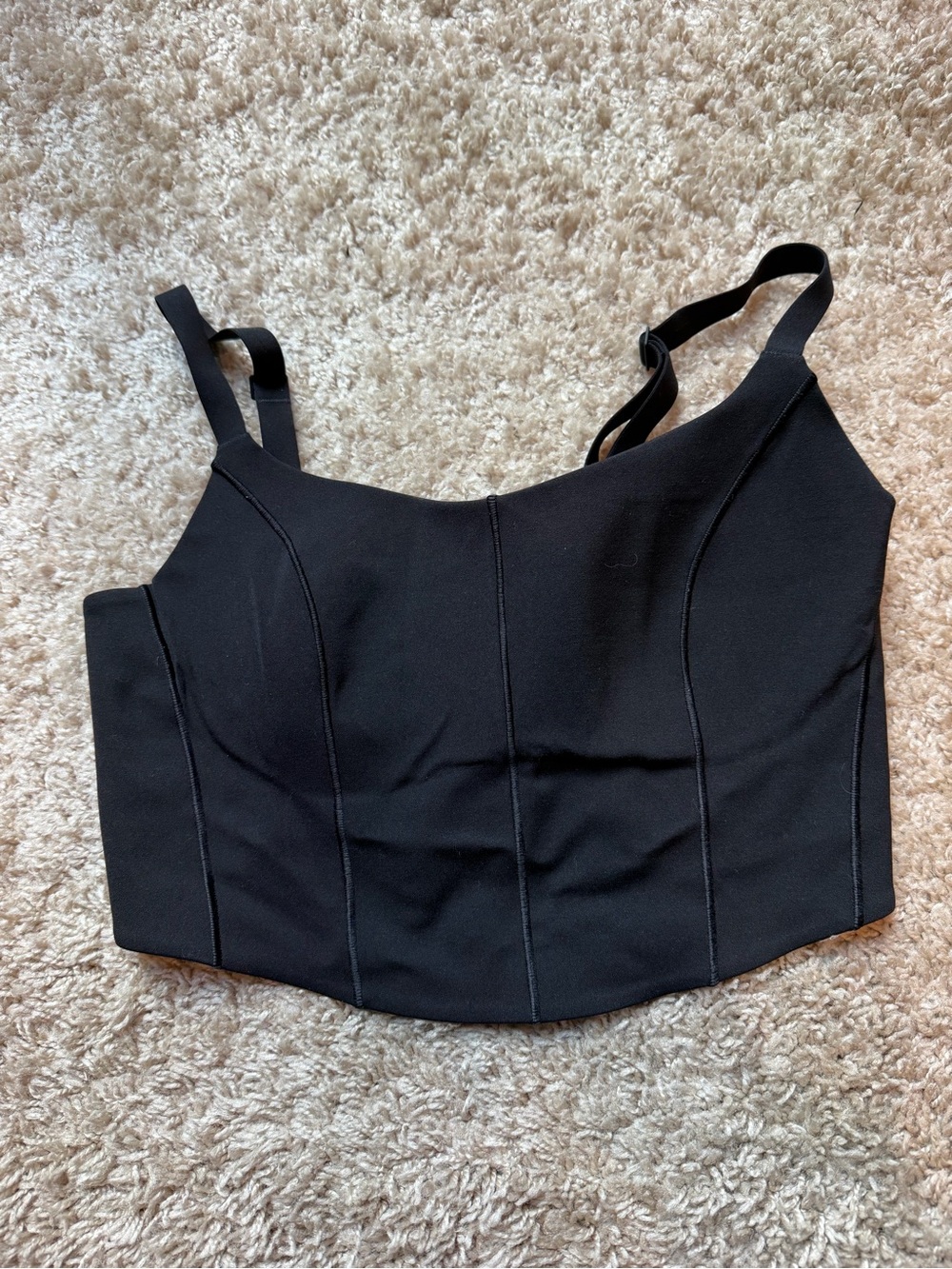 Black Cropped Bustier Tank with Adjustable Straps